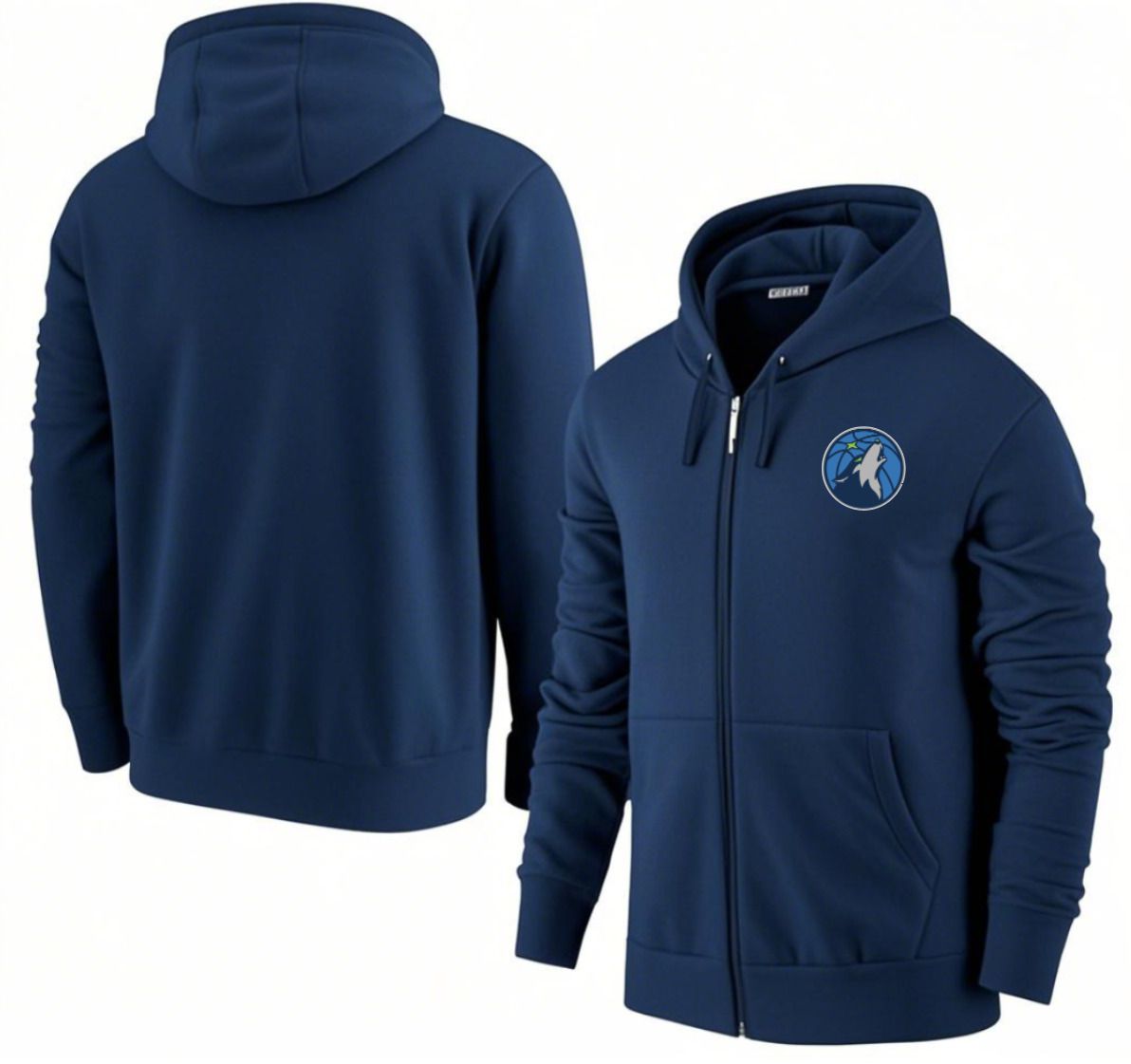 Men Minnesota Timberwolves Dark Blue Zipper hoodie 2025 NBA Jersey style 1->minnesota timberwolves->NBA Jersey
